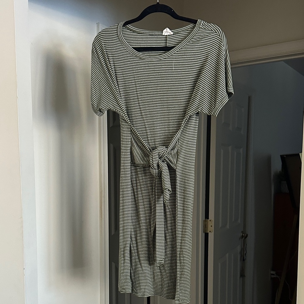 Caution To The Wind Olive Striped Dress